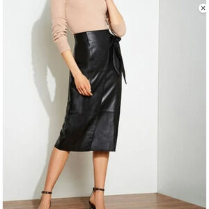 Antonio Melani Black Leather Tie Detail Wrap Skirt XS